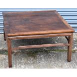 A Chinese hardwood square coffee table, height 46cm, 85 x 85cm.