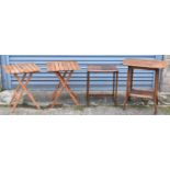 Two reproduction side tables, and a pair of folding garden tables (4).