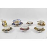 A set of four Meissen cups and saucers, a Meissen jug, also an Augustus Rex chocolate cup and