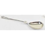 P HERTZ; a Danish silver serving spoon with spiral fluted column, length 29.5cm, 2.49ozt/77.5g.