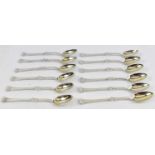 P HERTZ; a set of twelve Danish silver coffee spoons, 4.2ozt/119g.