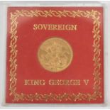 A King George V 1912 full sovereign, encapsulated in original case.