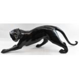 A large black patinated bronze figure of panther, length approx 140cm.