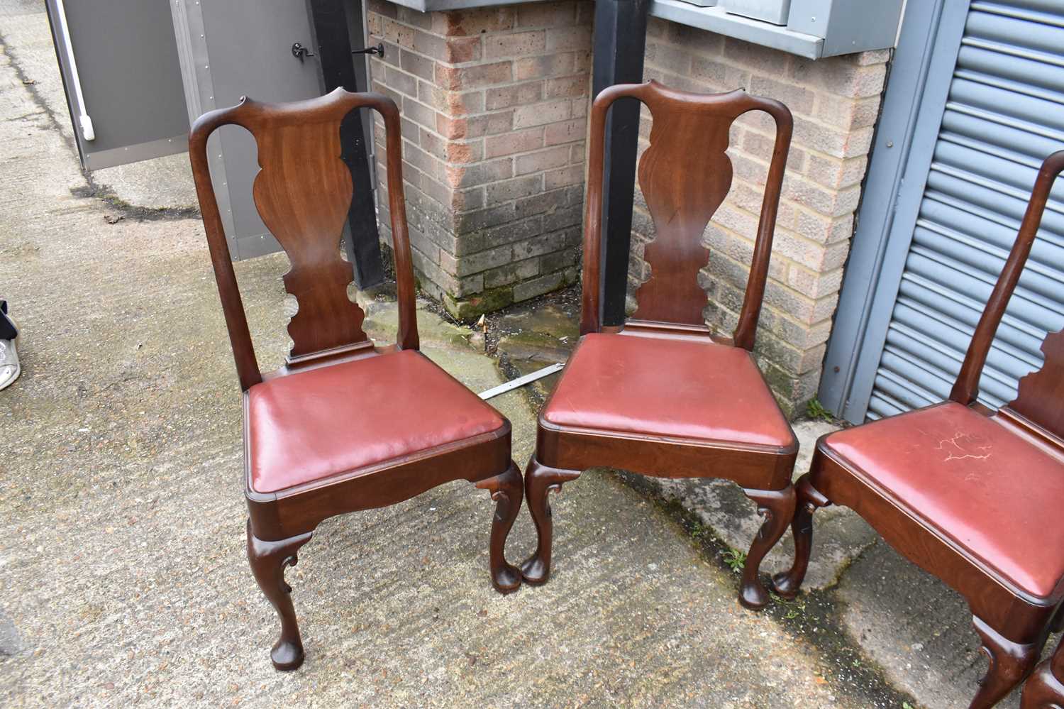 A set of six 19th century Queen Anne style mahogany dining chairs on cabriole supports. - Image 2 of 4