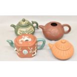 Four assorted Chinese Yixing teapots (part af).