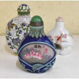 Three decorative Chinese snuff/scent bottles.