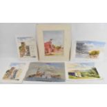 COLONEL RAY ARTHUR OBE; a pair of watercolours of London landmarks, 25 x 17cm, with six assorted