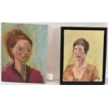 X PAUL RICHARDS (born 1949); oil on canvas, portrait of a female, 35 x 27cm, framed, and an unframed