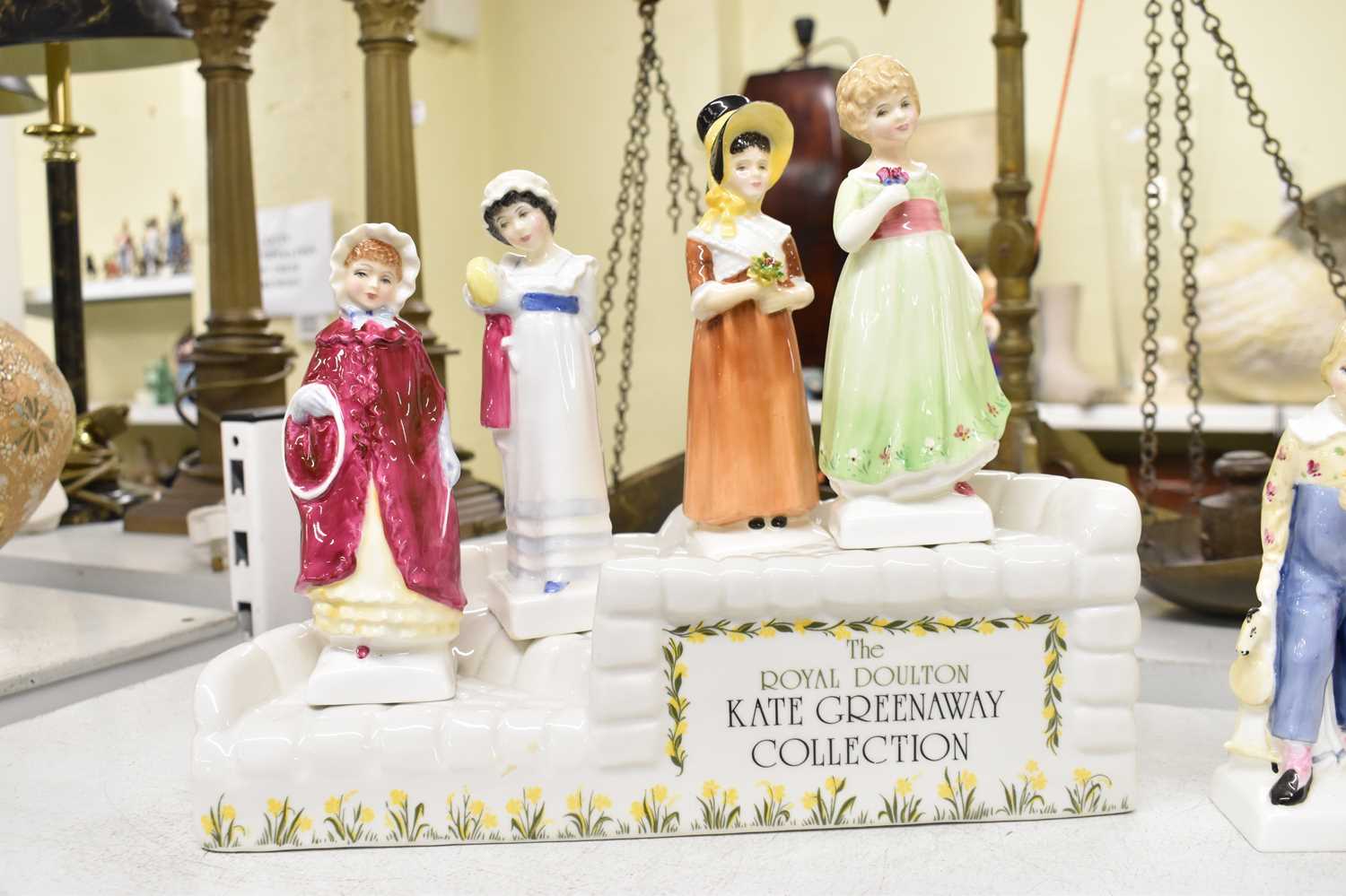 ROYAL DOULTON; twelve assorted figures including the Kate Greenaway Collection with stand, 'Thanks - Image 2 of 4