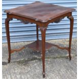 A mahogany square side table, height 73cms and 66cms square.