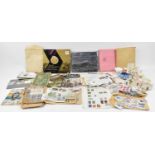 A mixed lot of stamps, postcards and crested china.