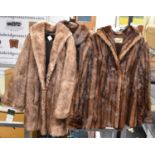 Three vintage cropped fur jackets including Pinneke, one possible striped fox fur.