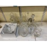 A quantity of glassware including a boxed Waterford crystal bowl 'Sweet Memories', two decanters and