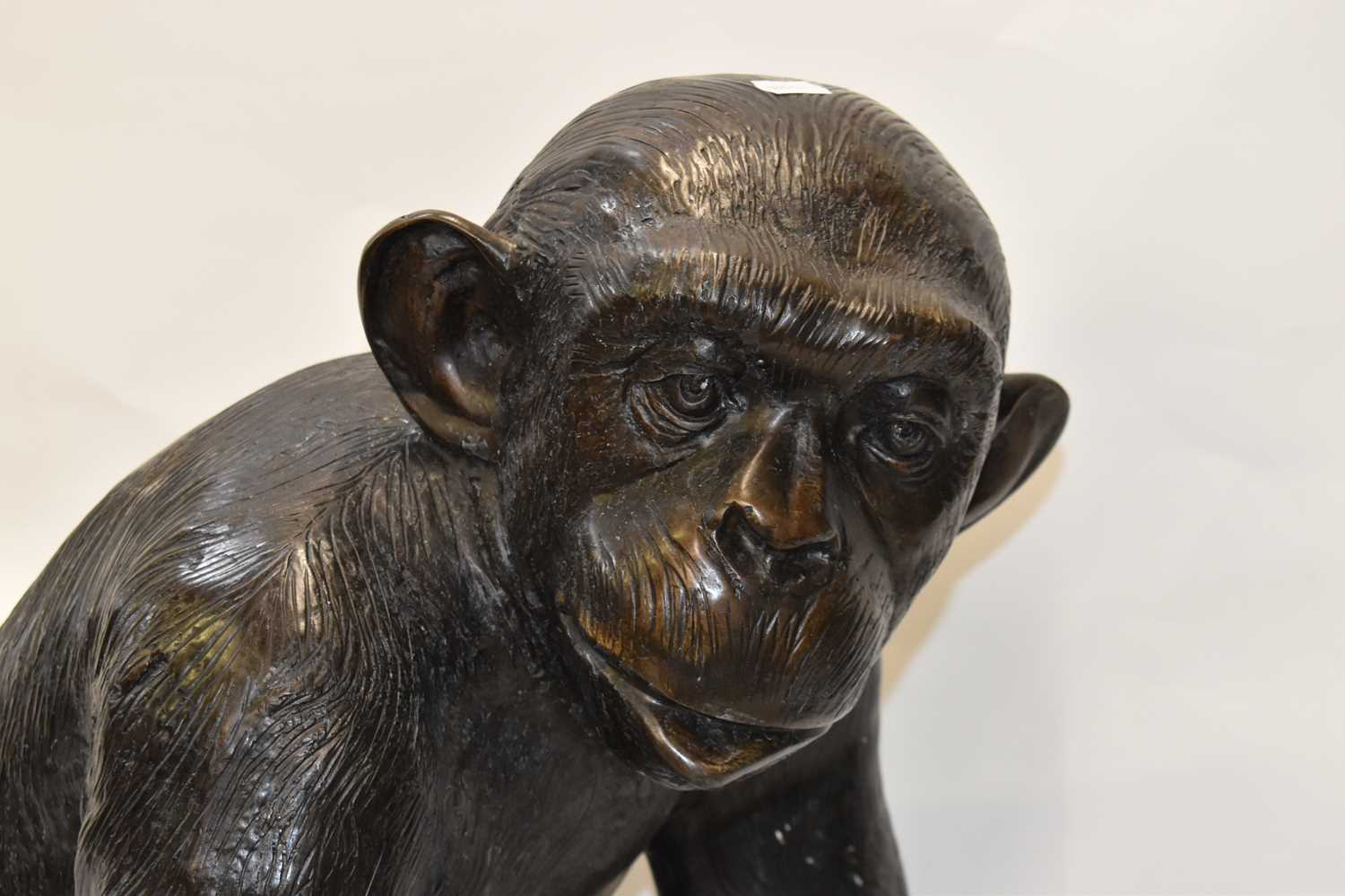 A large decorative bronze figure of a chimp standing on all fours, height 76cm. - Image 2 of 4