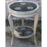 A modern painted two tier circular side table, diameter 45cm, height 58cm.