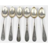 A matching set of six 800 grade silver teaspoons, approx 2.8ozt/87g.