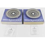 WEDGWOOD; two National Garden Festival 1986 jasper ware trophy plates, boxed with presentation