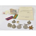 Three World War II medals including Burma Star, four assorted swimming medals, and a Burma Star