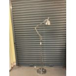 A large modern chrome Anglepoise style standard lamp, max height 200cm.