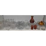 A large quantity of assorted crystal and other glassware (two shelves).