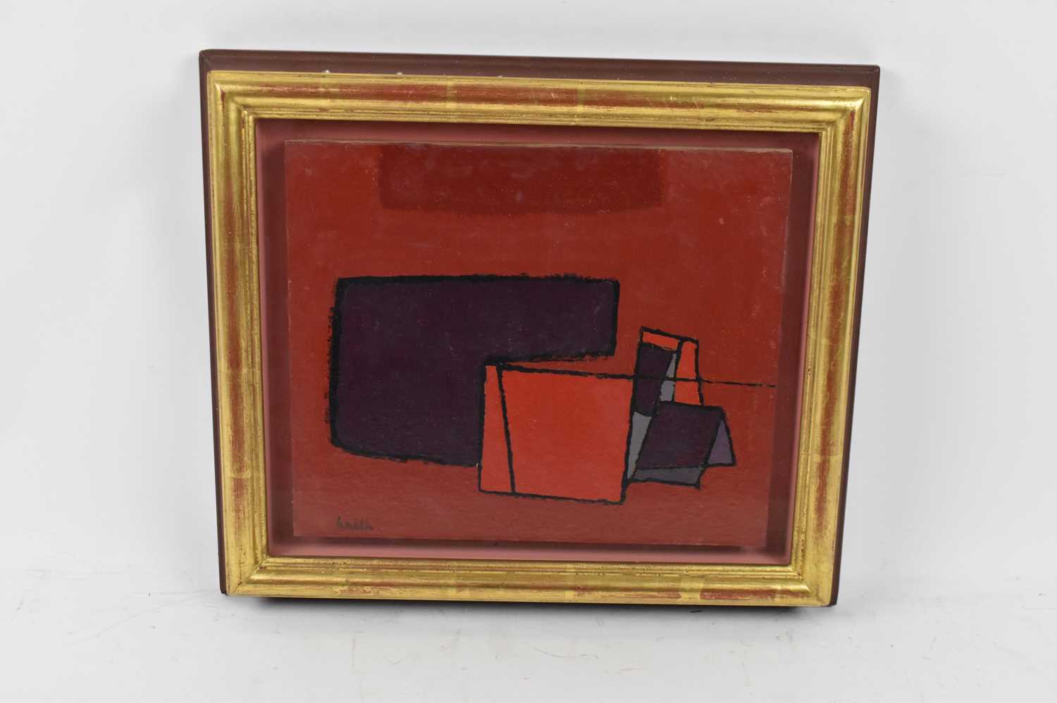 † PETER HAIGH (1914-1994); oil on canvas laid onto board, 'Red Abstract', inscribed verso and with