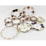 A collection of sundry ceramics including two Coalport dessert plates, an Etruscan china part tea