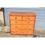 A Victorian mahogany chest of two short over three long drawers, width 114cm, height 117cm, depth