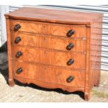 A 19th century mahogany bowfronted chest of four long drawers on bracket feet, width 95cm.