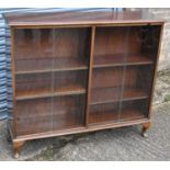 A 20th century mahogany display cabinet with pair of glazed sliding doors, width 117cm.