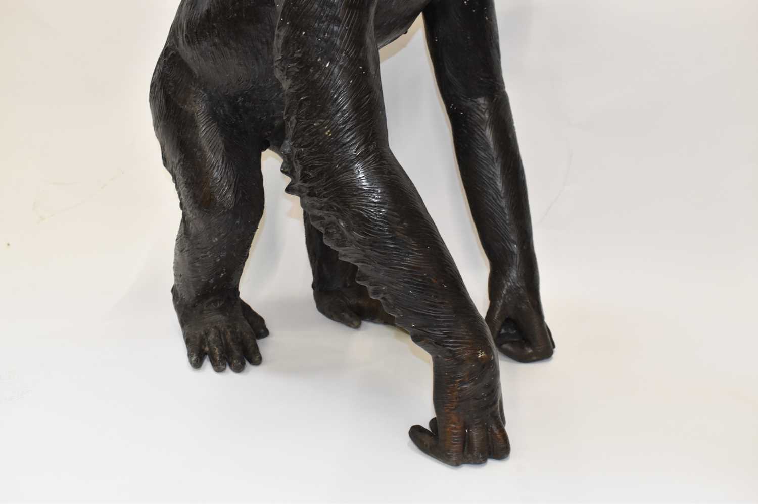 A large decorative bronze figure of a chimp standing on all fours, height 76cm. - Image 3 of 4