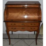 H & L EPSTEIN LTD; a reproduction French style roll top writing desk with two drawers, with gilt