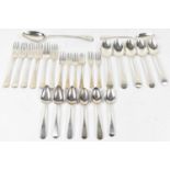 A quantity of hallmarked silver flatware comprising six dinner forks, six small forks, six