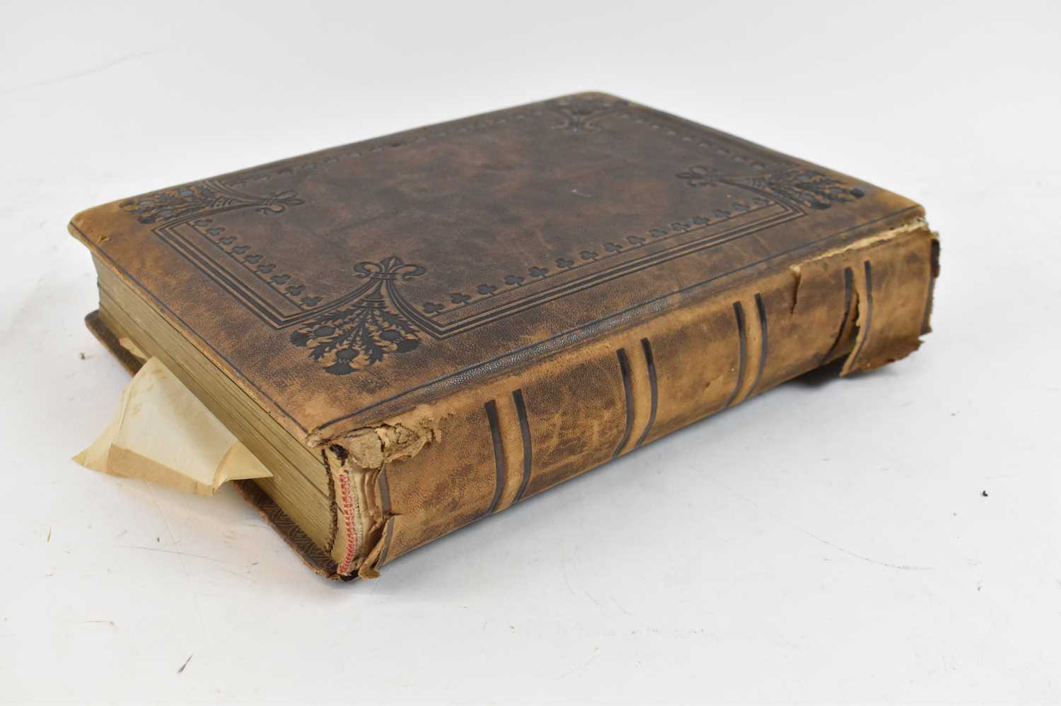 A Victorian leather bound photograph album with contents. - Image 3 of 4