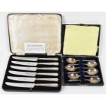 WILLIAM DAVENPORT; a cased set of six George VI hallmarked silver teaspoons, Birmingham 1938, and