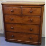 A Victorian mahogany chest of two short and three long drawers.