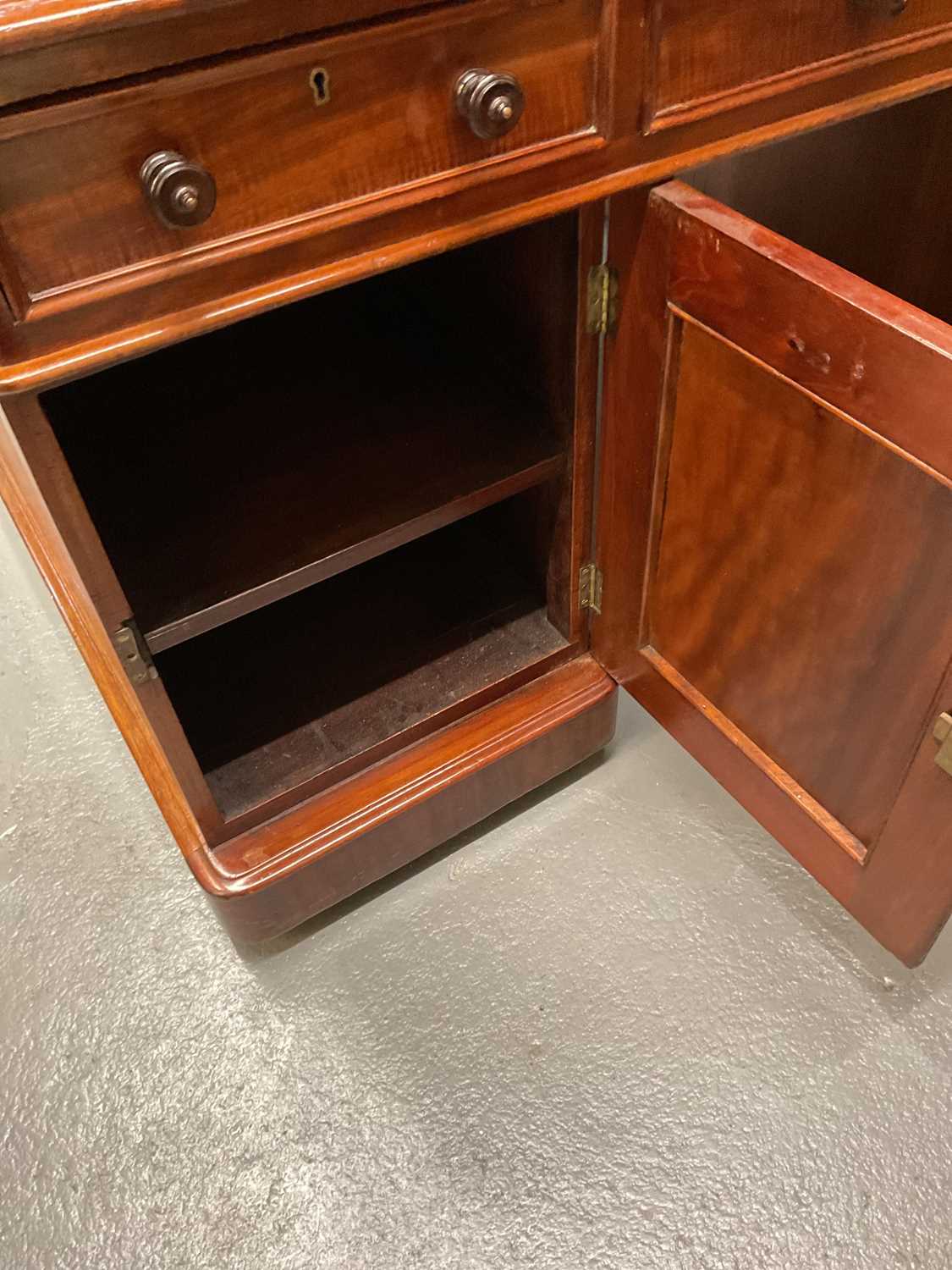 A good Victorian mahogany partner's desk of typical form, the primary side fitted with nine drawers, - Image 8 of 8