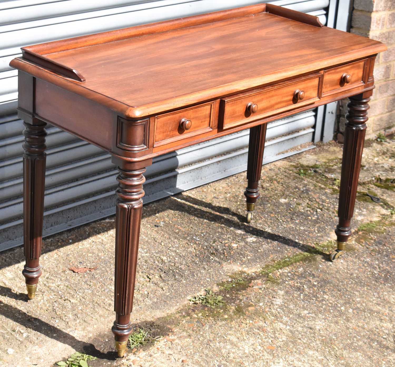 JAMES WINTER, 101 WARDOUR ST, SOLO, LONDON; a 19th century mahogany writing table with three - Image 2 of 4