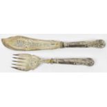 MAPPIN BROTHERS; a Victorian hallmarked silver fish serving knife and fork, Sheffield 1882, approx