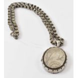A Victorian hallmarked silver locket and chain, approx 24g.