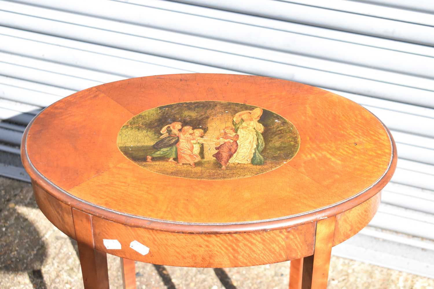 A 19th century sewing table with painted top (possibly bird's eye maple), 73 cms high, 53 cms wide - Image 2 of 2