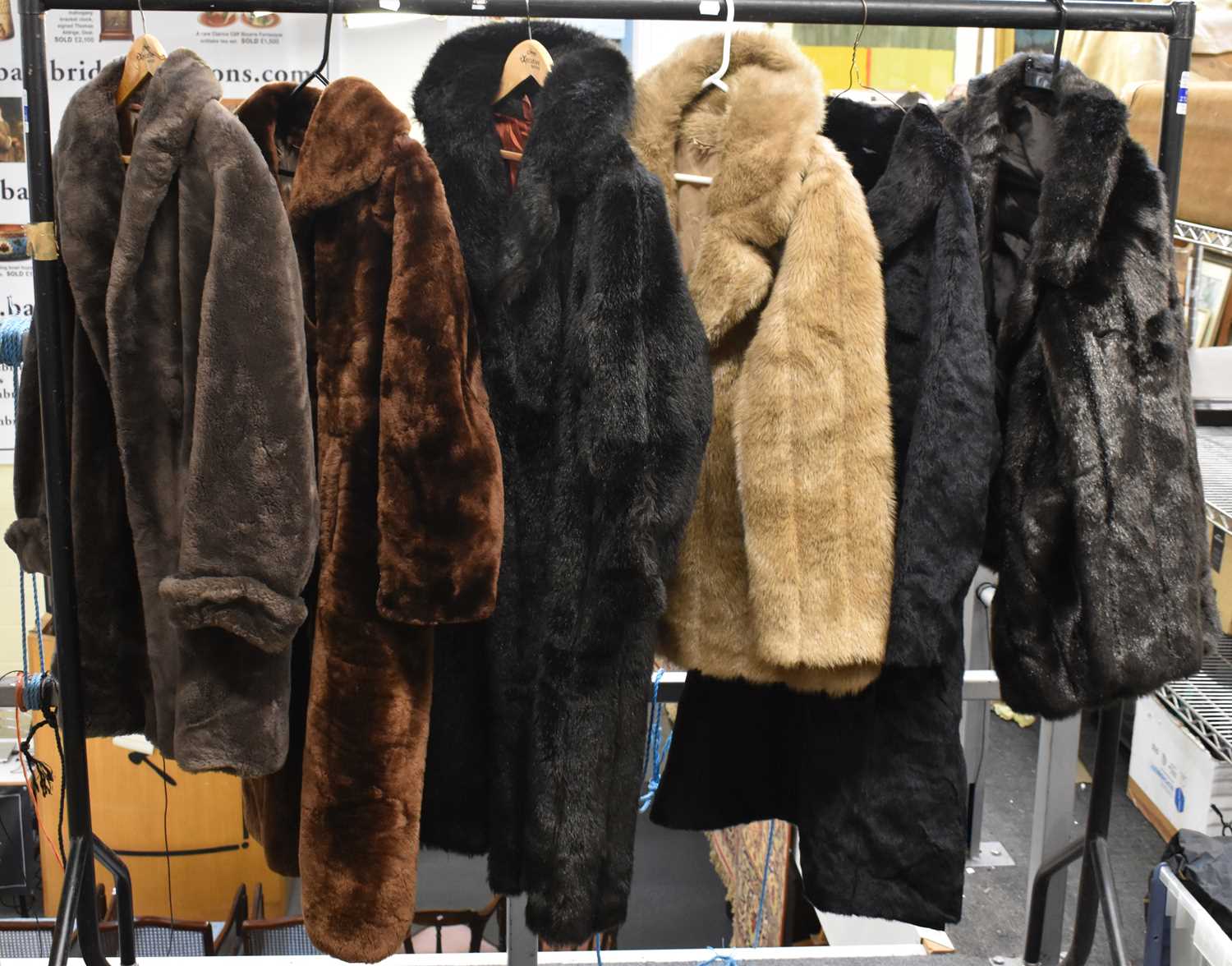 Six vintage faux fur coats and jackets.