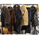 Six vintage faux fur coats and jackets.