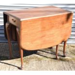 A 20th century mahogany drop-leaf dining table on pad feet, width 92cm, height 77cm.