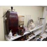 A quantity of collectors' items including two lamps, a ceramic figure of penguin, a Russian