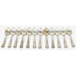 A set of twelve 800 grade silver Italian coffee spoons, combined approx 5.8ozt/180g.