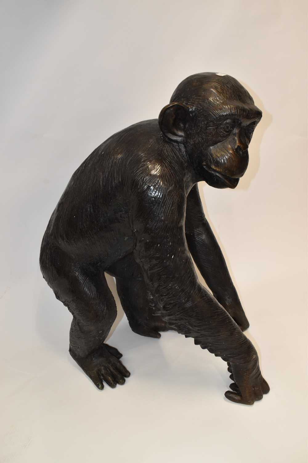 A large decorative bronze figure of a chimp standing on all fours, height 76cm. - Image 4 of 4