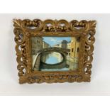 ATTRIBUTED TO A RATTI; oil on board, bridge scene, unsigned, 34 x 25cm, framed.