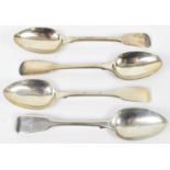 MARY CHAWNER; a set of three William IV hallmarked silver dessert spoons, London 1837 and another