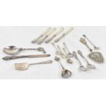 A small quantity of hallmarked silver and 800 grad silver items comprising four silver handled