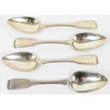 JAMES OLIVER; a set of four George III hallmarked silver dessert spoons, London 1817, 4.63ozt/143.